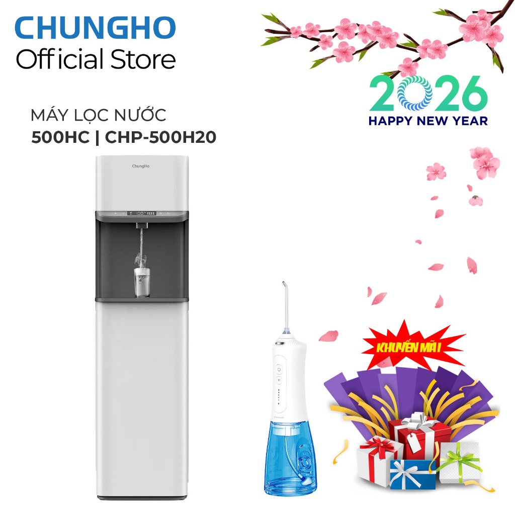 Máy lọc nước nóng lạnh ChungHo 500HC – 9.8L, thiết kế hiện đại, 3 chế độ nước nóng lạnh nguội