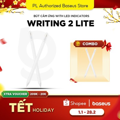 Bút cảm ứng Baseus Writing 2 Lite with LED Indicators, Moon White, type-C cable and active pen tip