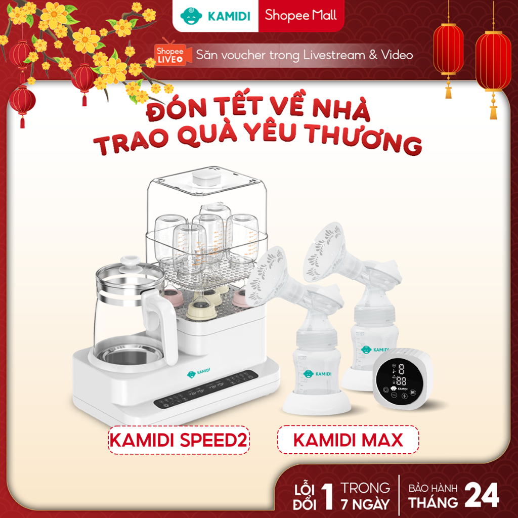 Combo Máy Hút Sữa Silicon Kamidi Max Và Máy Hâm Sữa Tiệt Trùng Bình Sữa Đa Năng Kamidi Speed 2