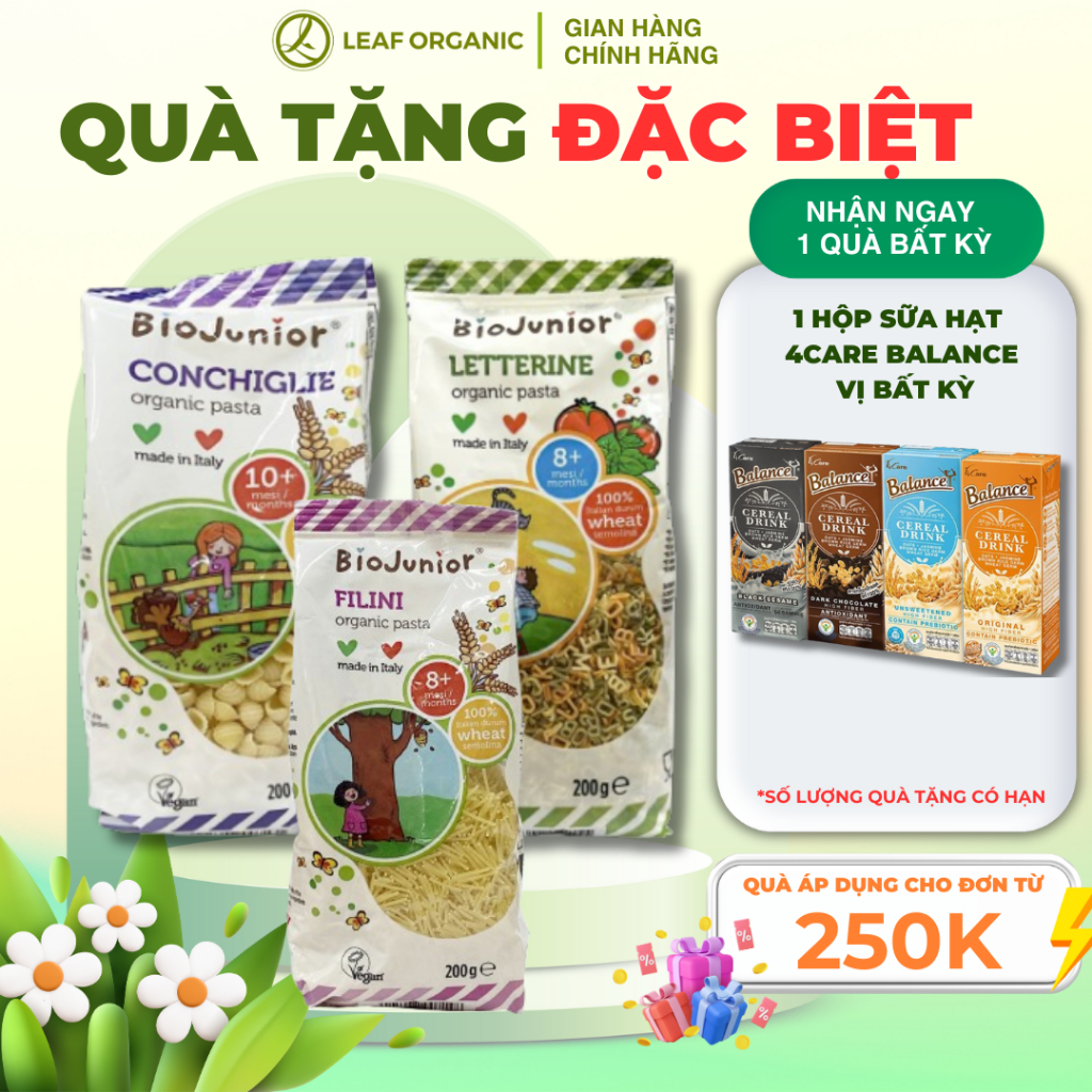 Mì nui ăn dặm hữu cơ cho bé Bio Junior 200gr