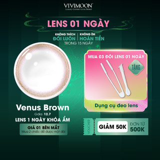  01 Chiếc Lens khóa ẩm cận 1 ngày Venus Brown VIVIMOON màu nâu tự nhiên  Giá 1 bên mắt x2 để đặt 1 đôi  