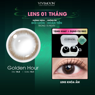  Lens cận khóa ẩm VIVIMOON màu nâu tự nhiên Golden Hour kính áp tròng hạn sử dụng 1 tháng 