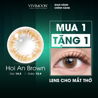  Kính áp tròng VIVIMOON Lens nâu hổ phách giãn nhẹ cho mắt thở Hội An Brown  Giá 01 đôi  