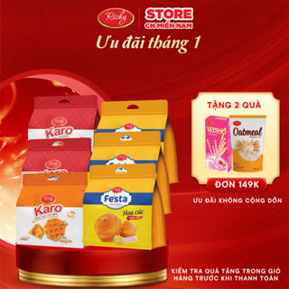  Combo 6 bánh ăn sáng 3 Bánh Karo chà bông mix 3 Bánh mì hoa cúc ngàn lớp Fes'ta Bánh Kẹo Ric 