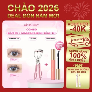  Ukiss kẹp mi góc rộng + Mascara định hình mi sự kết hợp kép cho độ cong lâu dài 