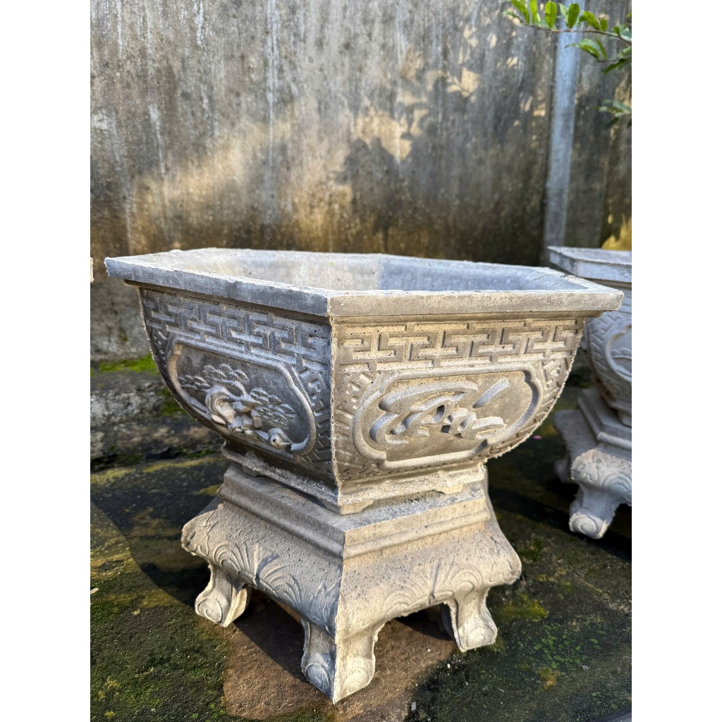 Chậu cảnh lục giác xi măng - chữ Trúc (40x20)