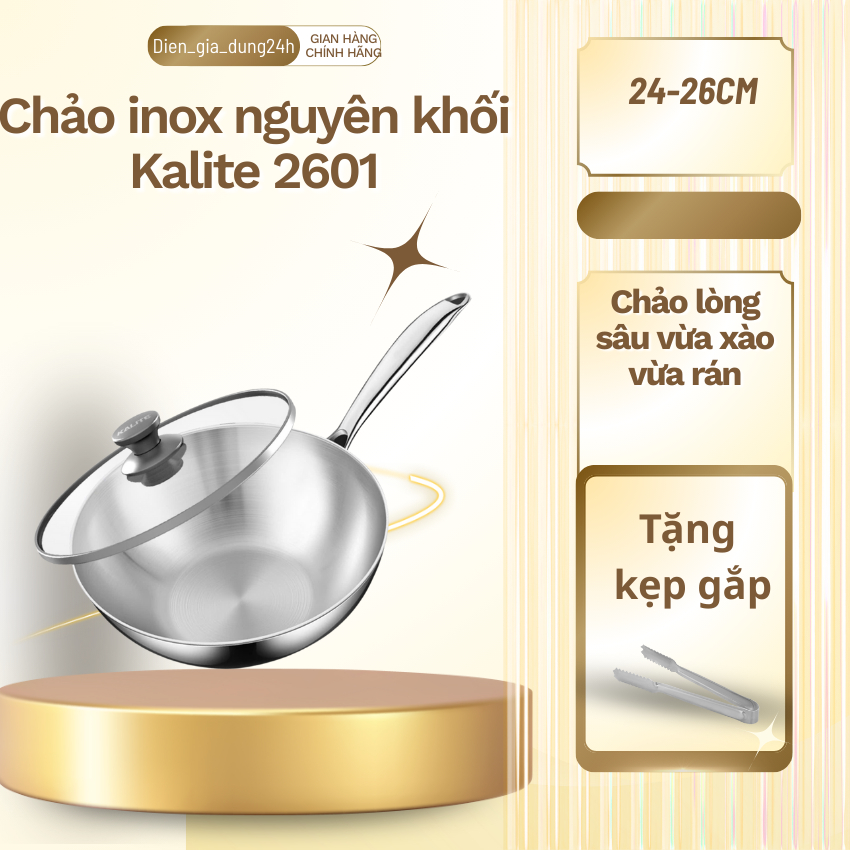 Chảo Inox Nguyên Khối-Chảo xào Kalite KWP2601-Chảo Rán 2603