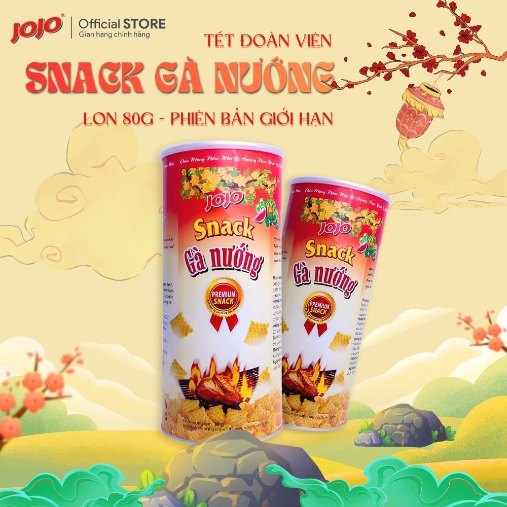 [MUA 5 TẶNG 1] LON SNACK GÀ NƯỚNG VÀ SNACK TÔM THÁI JOJO 80G - Bim Bim Gà Nướng snack ăn vặt tuổi th