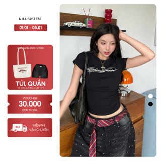  Áo thun babytee in chữ co giãn RM - KILL SYSTEM 