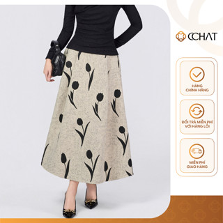  Chân Váy CCHAT Dáng Xòe Họa Tiết Hoa Tulip Hot Trend Chất Liệu Cao Cấp Sang Trọng 24CDB5002XT 