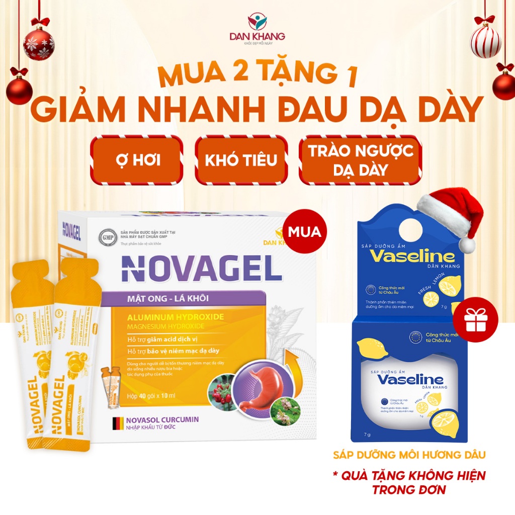 Hộp 40 Gói uống giảm đau dạ dày, giảm trào ngược dạ dày, giảm acid dịch vị Novagel Dân Khang