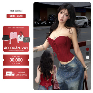  Áo nhún ngực dáng corset xuyên thấu sexy tôn dáng POWER - KILL SYSTEM 