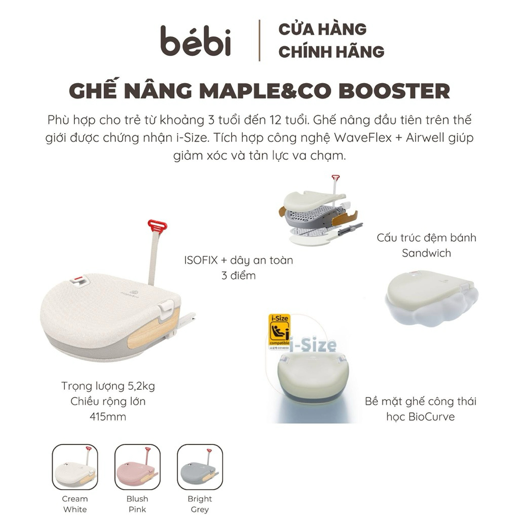 [HÀNG CÓ SẴN] Ghế nâng Maple Co cho bé 3,4 tuổi đến 12 tuổi