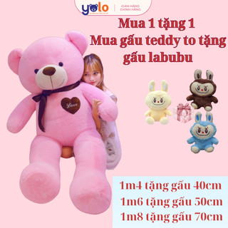  Gấu bông teddy to cao cấp. thú nhồi bông teddy siêu to khồng lồ . tặng tặng gấu labubu cho đơn gấu 1m4  