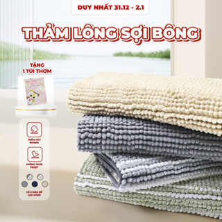  Thảm Chùi Chân Lông Mềm Siêu Thấm Nước Thảm Lau Chân Chống Trượt Bông Mềm Cao Cấp Size 50x85Cm 