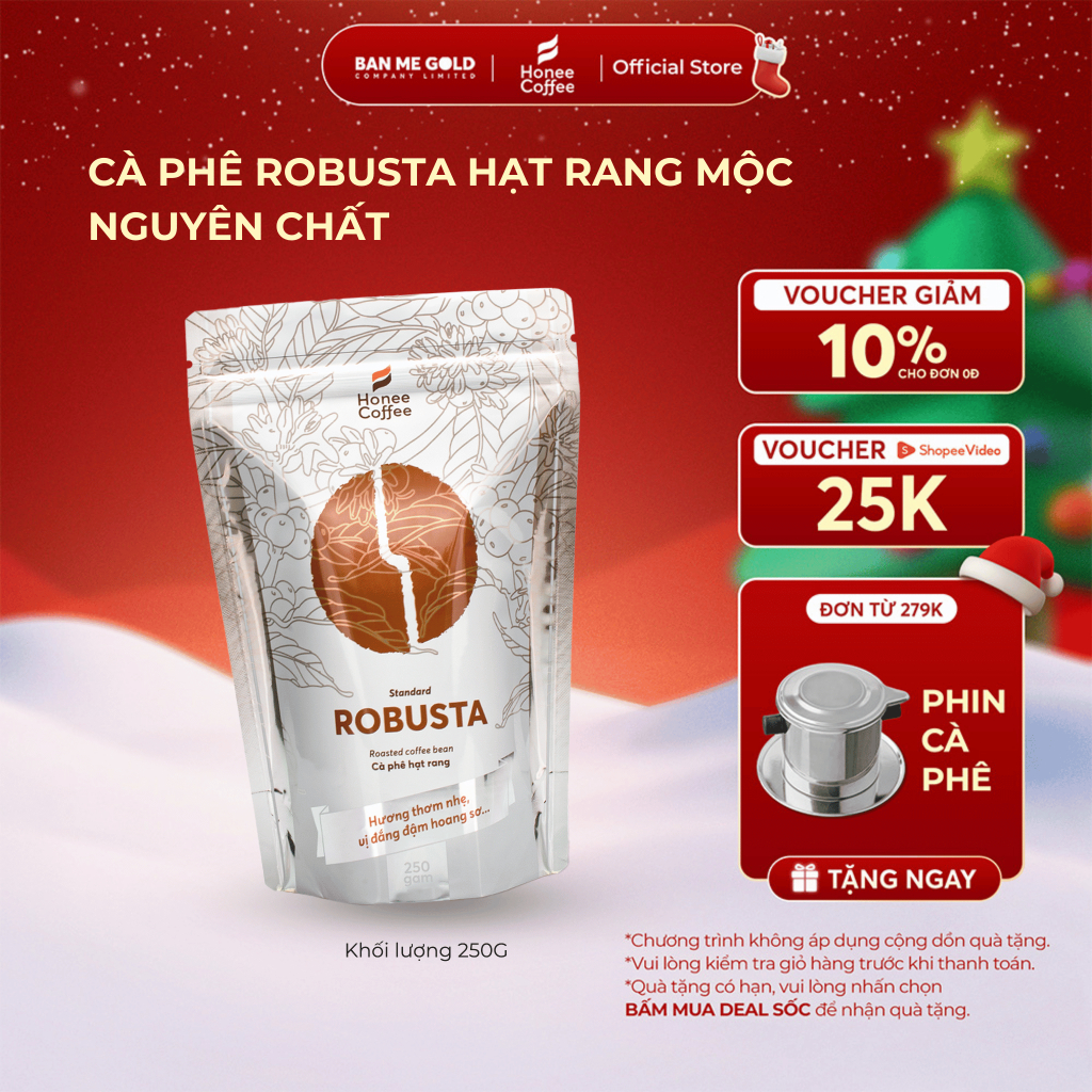 [TẶNG PHIN] Cà phê robusta -  100% Cafe rang xay nguyên chất đậm đà - cà phê hạt rang mộc chính hãng