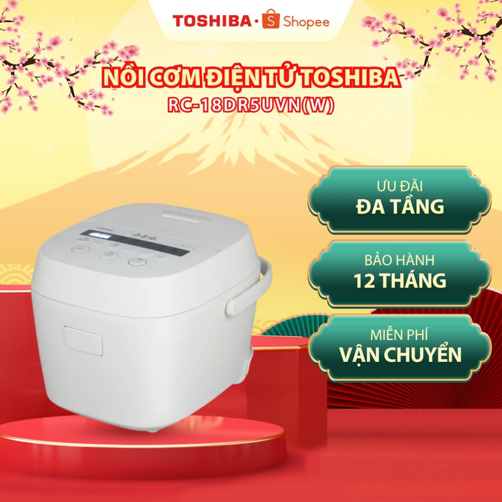 Nồi cơm điện tử Toshiba 1.8 lít RC-18DR5UVN(W)/ RC-18DR5UVN(H) - Bảo hành chính hãng 12 tháng