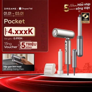  Dreame Pocket AHD51 Máy sấy tóc ion âm | thiết kế gấp gọn | tích hợp 2 đầu tạo kiểu tóc | BH 24 tháng 