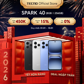  Điện thoại TECNO SPARK 40  8GB 256GB  - Màn hình 6.67" 120Hz | Pin 5200 mAh + Sạc nhanh 45W |  Loa kép | NFC 
