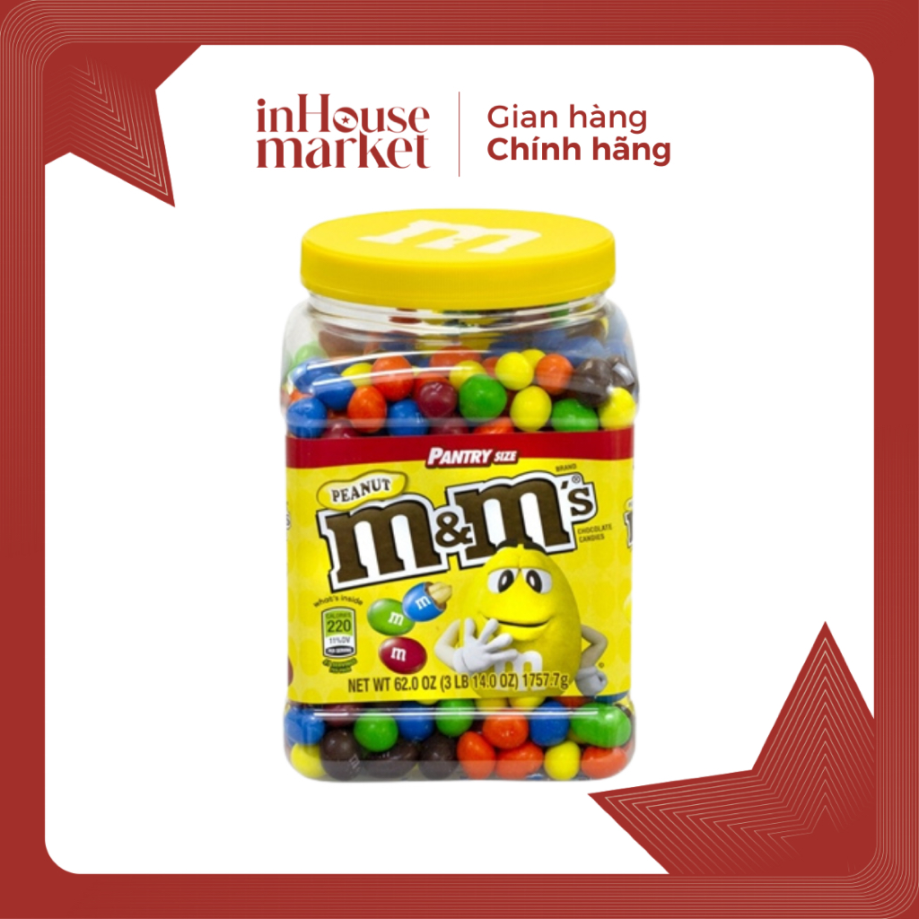 Kẹo Socola Dạng Viên M&M Đậu Phộng & Socola Dạng Viên M&M Sữa - Hũ (1757.7g)