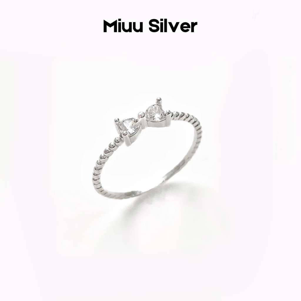 Nhẫn bạc Miuu Silver, nhẫn nữ xoắn hình Nơ đính đá