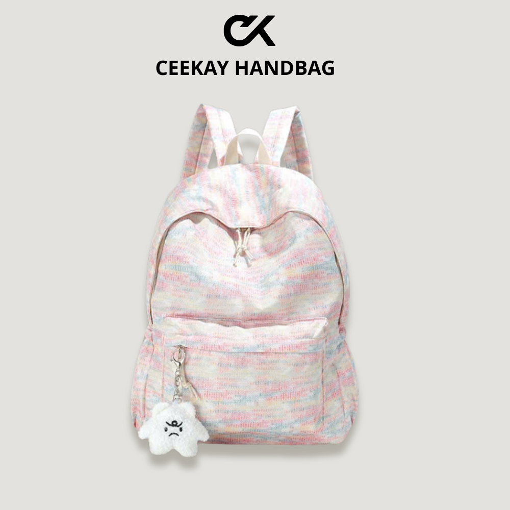 Balo💋𝘾𝙀𝙀𝙆𝘼𝙔💋 Chính Hãng-Balo Nam Nữ Cao Cấp Hoạ Tiết Dập Vân Màu Sắc Kèm Móc Khoá Nhiều Ngăn Form Rộng Đựng Vừa Laptop