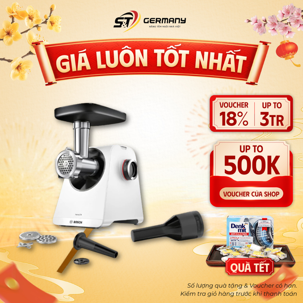 Máy xay thịt BOSCH MFWS420W nội địa Đức Máy xay nhuyễn thịt có nhồi xúc xích cao cấp GermanySnT 4001