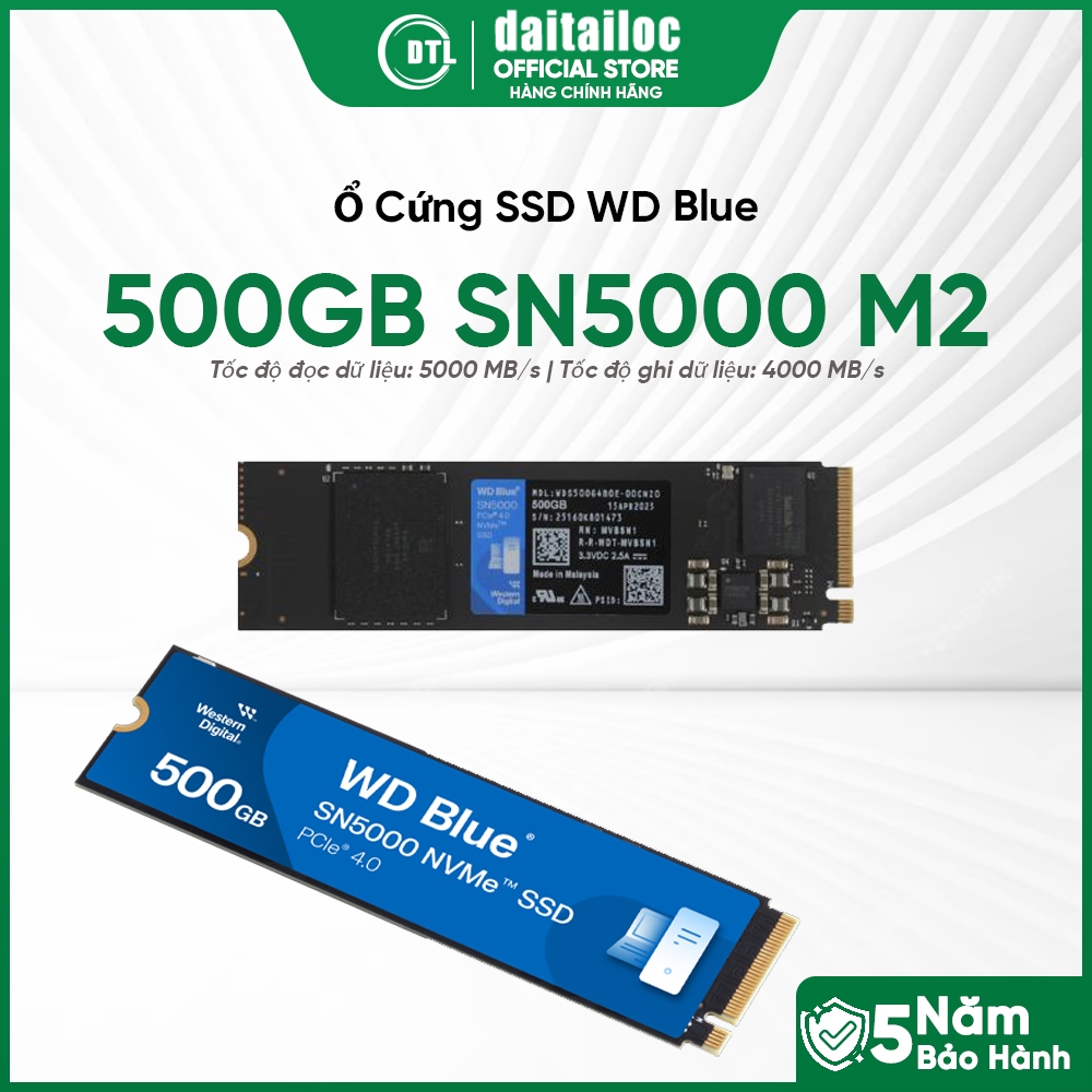 Ổ cứng SSD Western Digital WD Blue 500GB SN5000 NVME M2 PICE Gen 4x4 | Chính Hãng | Bảo Hành 60 Thán