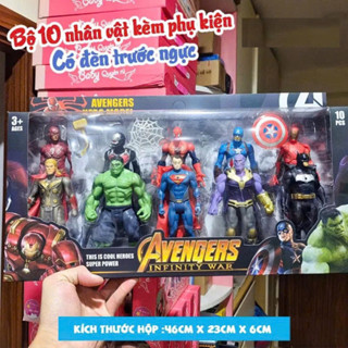  Đồ Chơi Mô Hình 10 Siêu Anh Hùng Có Đèn Xoay Khớp Phát Sáng Siêu Nhân Marvel Người Sắt Captain America Cho Bé Miababy 