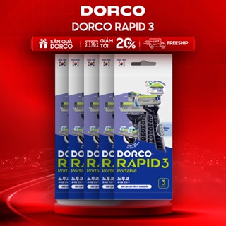  Combo 5 Túi Dao Cạo Râu Tiện Lợi Hàn Quốc 3 Lưỡi DORCO RAPID 3 - 5xTRC100BL-3P -  Gồm 15 Cây Dao cạo 