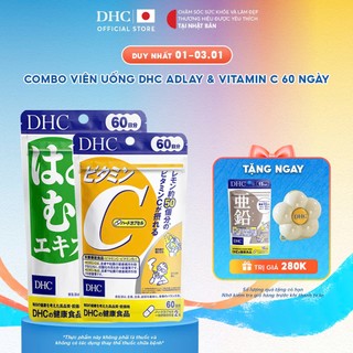  Combo Thực phẩm bảo vệ sức khoẻ DHC Vitamin C &Adlay Extract 60ngày -Dạng viên uống hỗ trợ sáng da 