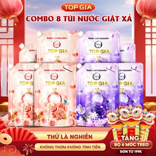   Combo 8 Túi  Nước giặt xả TOPGIA hương lavender hoa hồng dịu nhẹ tẩy sạch vết bẩn lưu hương 72H 
