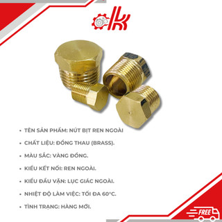 Bít thau ren ngoài - Nút bịt ren ngoài - Đồng thau
