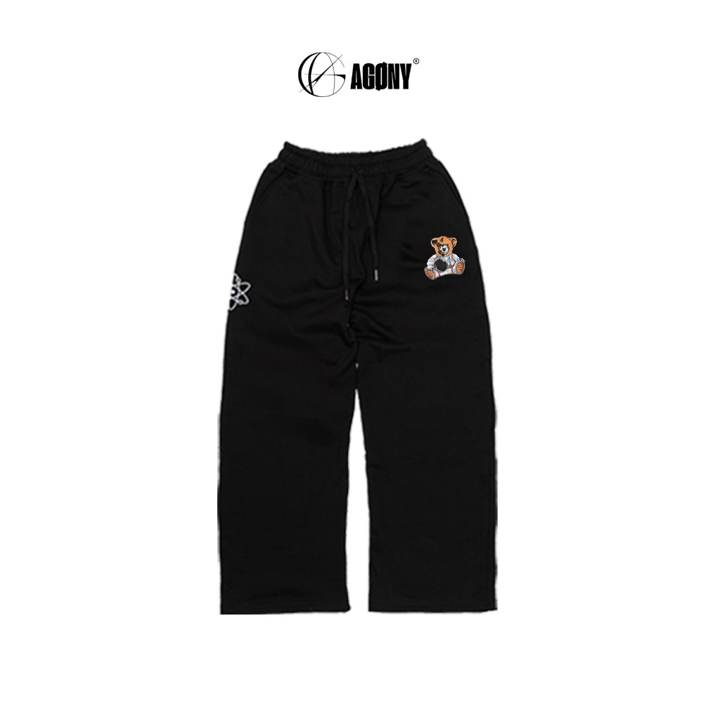 Quần Dài Nỉ Suông Gấu Phi Hành Gia NASA Cotton Unisex Đen - Agony Story