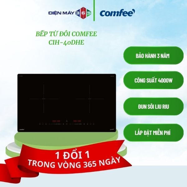 Comfee CIH-40DHE – Bếp từ đôi âm 4000W - Tiết kiệm điện - Khóa an toàn, Hiển thị nhiệt độ chính xác