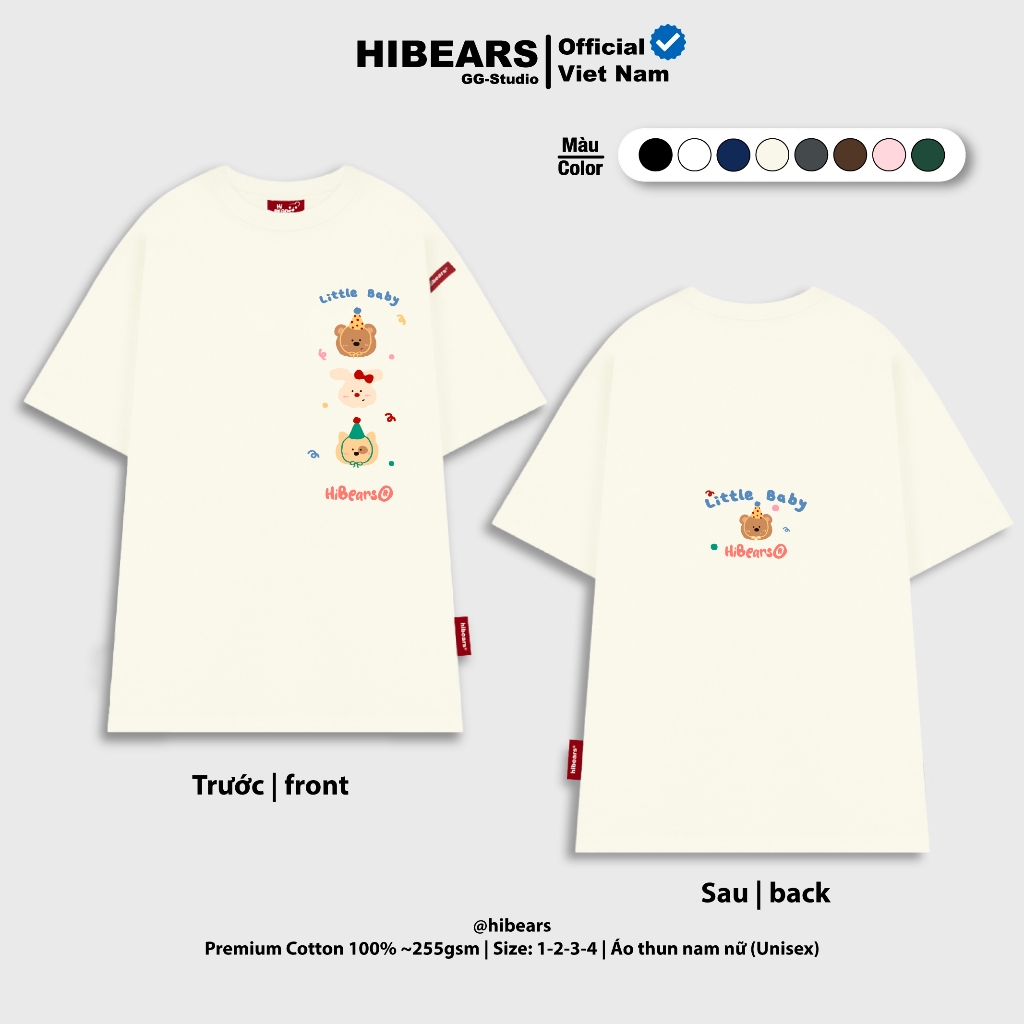 Áo Thun Local Brand HIBEARS Unisex Premium Cotton 100% Oversize nam nữ form rộng Happy Bears - HB02