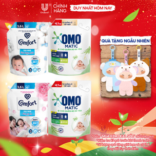  Combo Túi Nước Giặt Omo Matic Cho quần áo bé yêu 4,1kg + Nước Xả Vải Comfort Dịu Nhẹ Túi 3,6L 