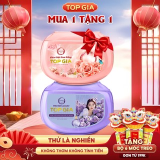  Hộp viên giặt xả TOPGIA mua hương lavender tặng hương hoa hồng dịu nhẹ giặt sạch tiết kiệm 