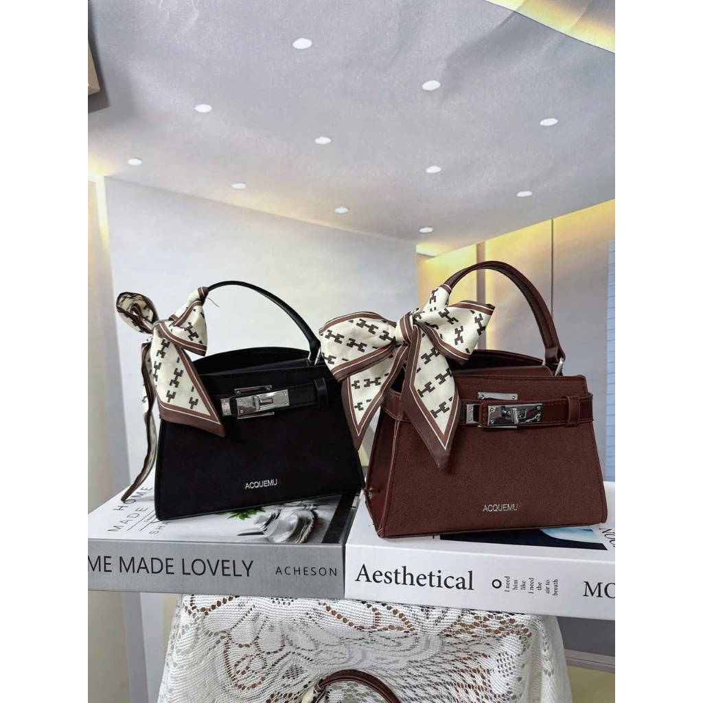 Túi xách nữ, túi đeo vai phong cách vintage Hàn Quốc kèm khăn badanna, form hộp, phối đồ sang Đăng Túi DK456 | BigBuy360 - bigbuy360.vn