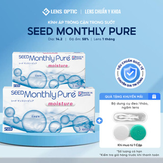  Lens 1 Tháng SEED MonthlyPure Moisture - Kính Áp Tròng Không Màu Cận Từ -0.50 đến -12.00 Bền Bỉ 