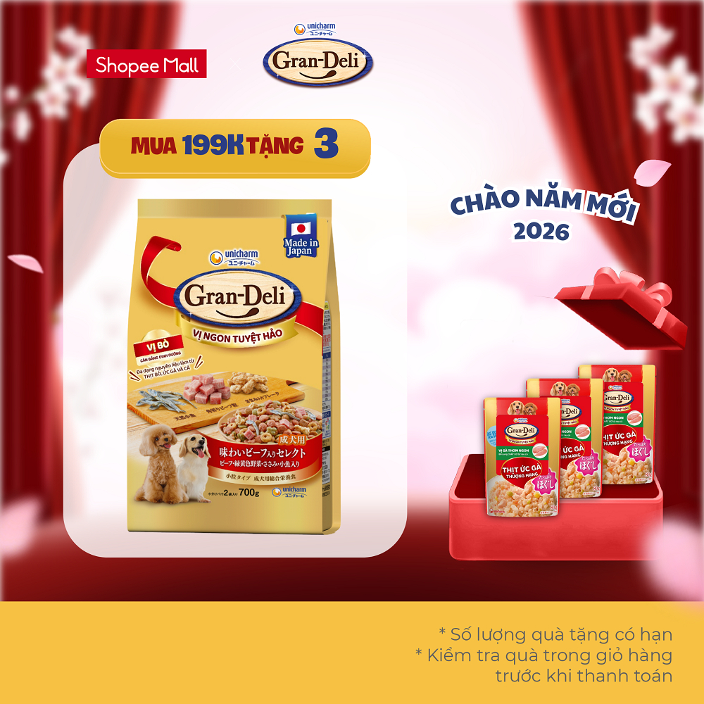 Thức ăn khô cho chó Gran Deli 700g/gói