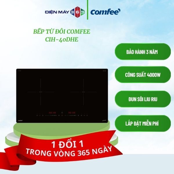 Bếp từ Comfee CIH-44DIL – Đôi âm tủ - Điều khiển cảm ứng - Khóa trẻ em - Hẹn giờ - Dễ vệ sinh