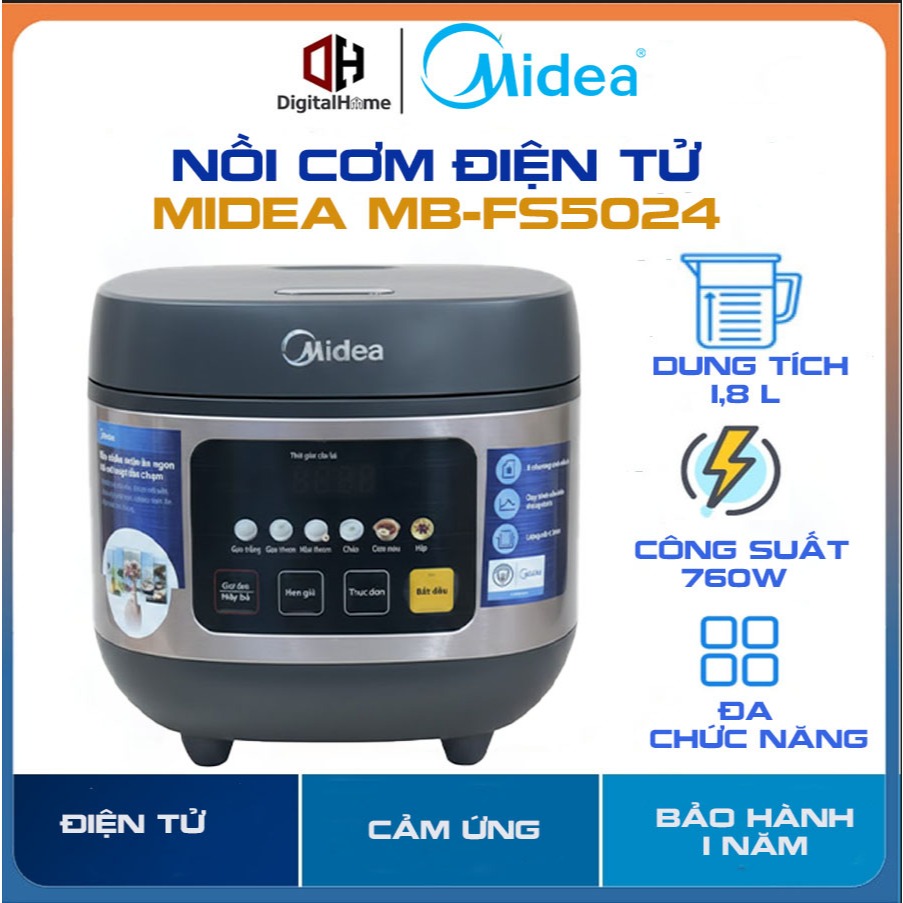 Nồi Cơm Điện Tử MIDEA MB-FS5024, 1.8L.700W,Bảo Hành Chính Hãng