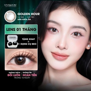 Kính áp tròng VIVIMOON lens 1 tháng khóa ẩm màu nâu tự nhiên Golden Hour 