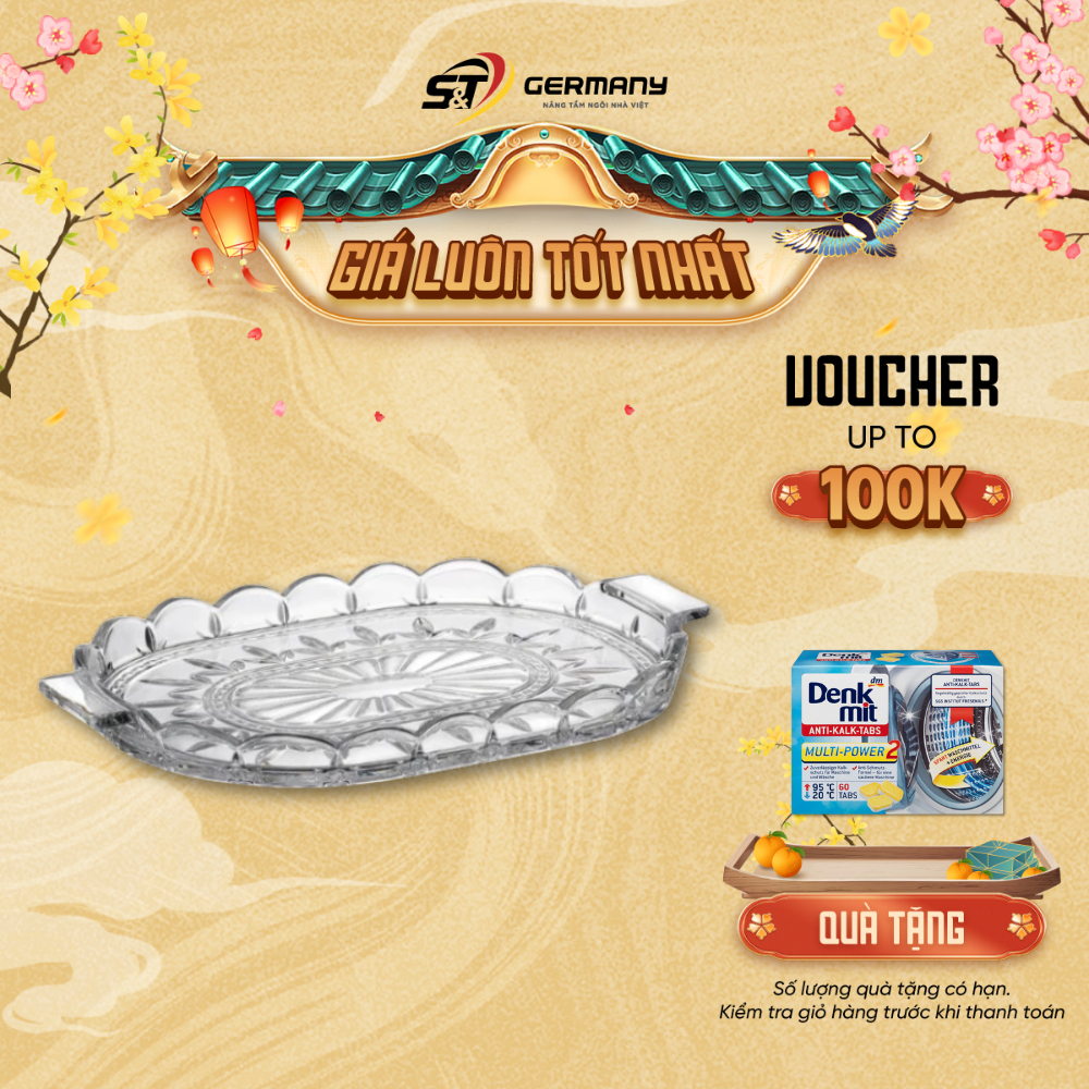 Khay Đĩa Pha Lê Bohemia Tuylip 36,5cm Nội Địa Đức GermanySnT HCM 300043