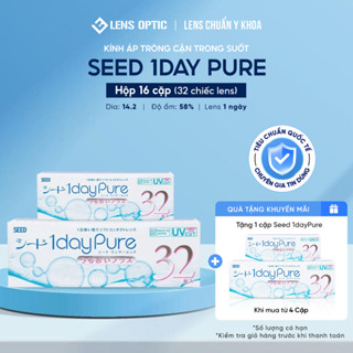  Kính áp tròng SEED 1 ngày không màu có độ 16 cặp - lens SEED 1 ngày trong suốt 1day Pure - Lens Optic HN 