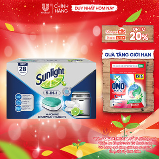  Hộp Viên Rửa Chén Bát Sunlight 5 in 1 Dành Cho Máy Rửa Chén  28 Viên Hộp  