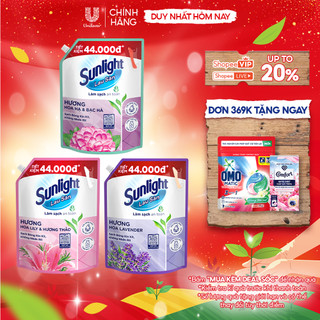  Nước Lau Sàn Sunlight Tinh Dầu Thảo Mộc Sạch Bóng | Túi 3,6 KG | Hoa Hạ - Bạc Hà | Lily - Bạch Trà | Hoa Lavender 