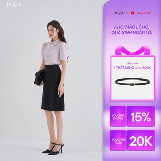  Chân váy nữ RUZA lụa lạnh chữ A dài màu đen dáng công sở thời trang VDC011 