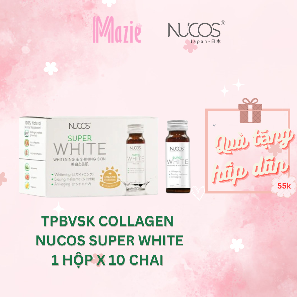 Nucos Super White - Nước Uống Collagen Dưỡng Da Trắng Sáng (50ml x 10 chai)